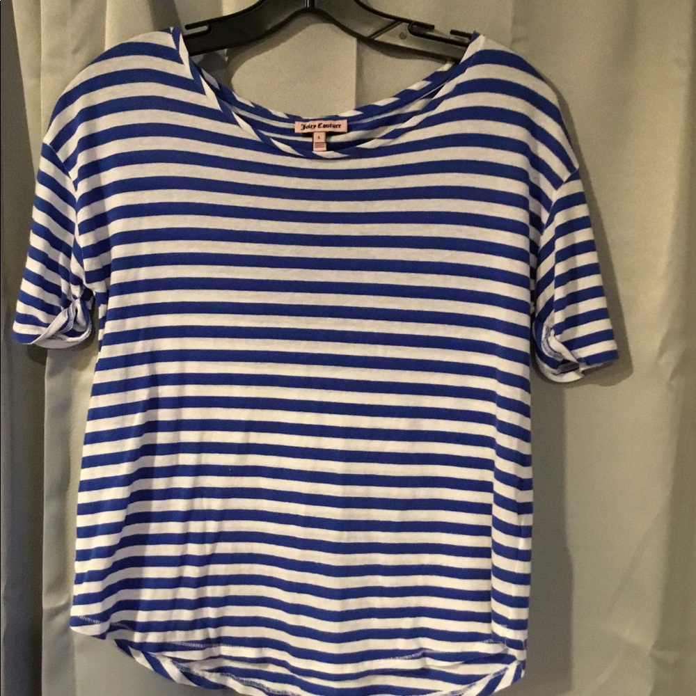Blue and white striped cropped twe